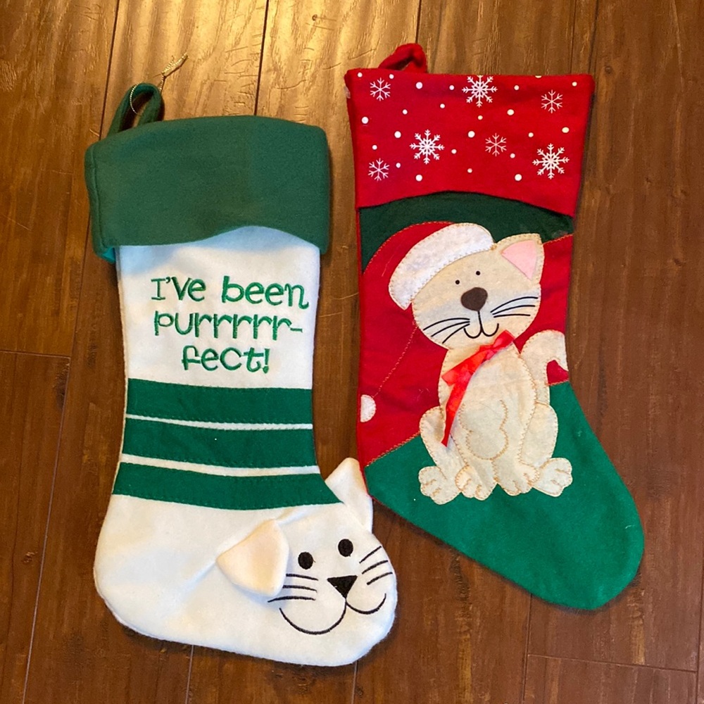 Set of 2 Cat‎ Kitten Christmas Stockings